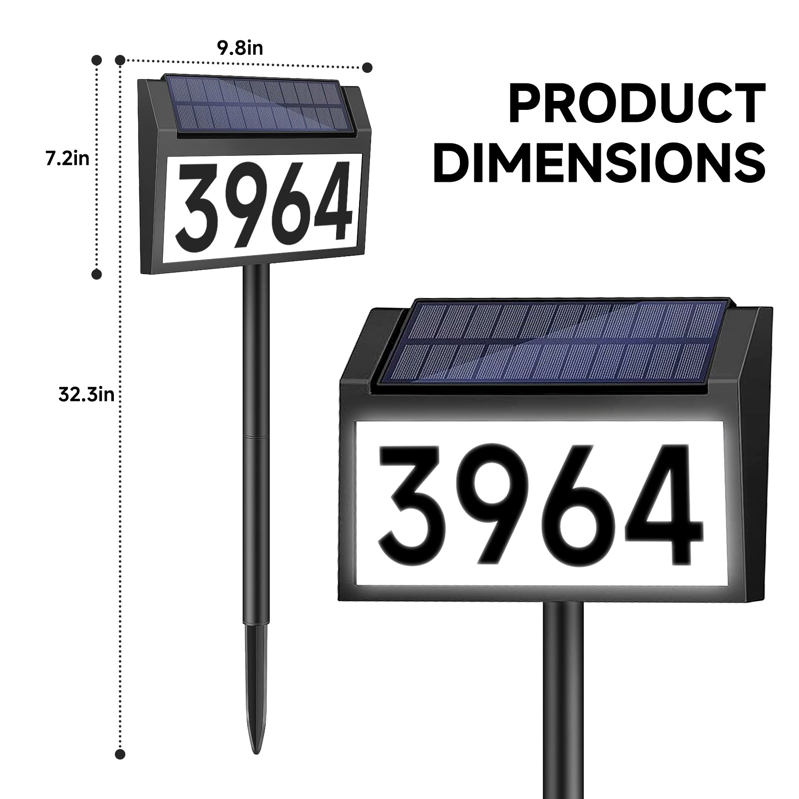Solar Letters/numbers Solar address numbers with light, solar House Numbers, Solar Powered ...